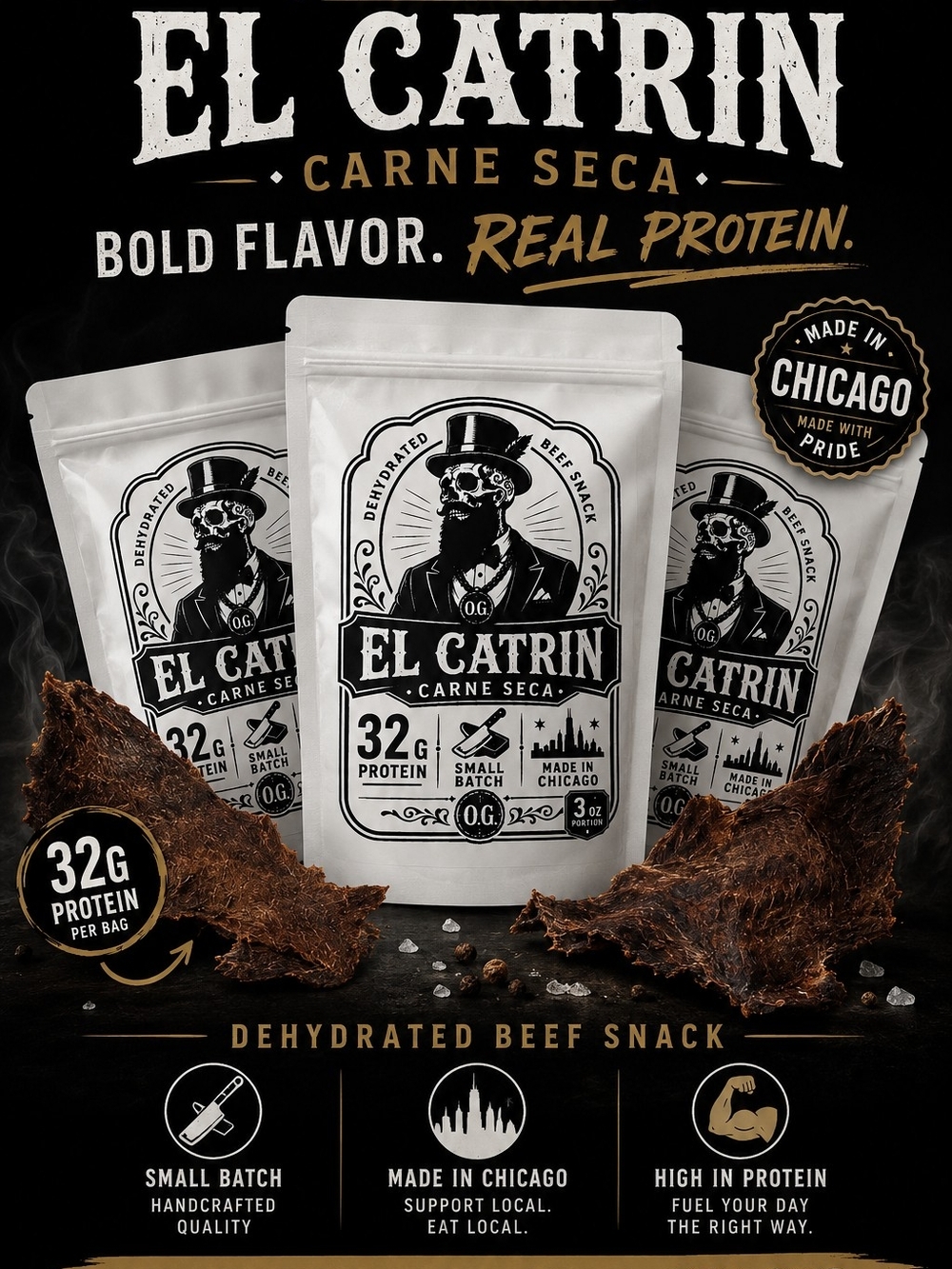 Carne Seca Dehydrated Beef Snack - White Packaging